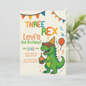 Grappige Drie Rex 3e Dinosaurus Verjaardag Kaart (Staand voorkant)