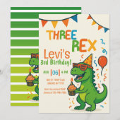 Grappige Drie Rex 3e Dinosaurus Verjaardag Kaart (Voorkant / Achterkant)