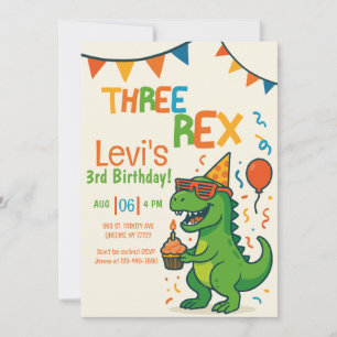 Grappige Drie Rex 3e Dinosaurus Verjaardag Kaart