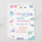 Grappige Drie Rex 3e Dinosaurus Verjaardag Kaart (Voorkant)