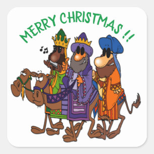 Grappige Drie Wijze Mannen Dudes op Camels Christm Vierkante Sticker