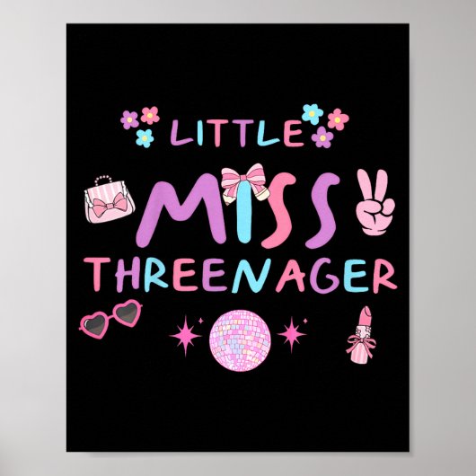 Grappige driejarige blije 3de verjaardagsfeestje 3 poster (Voorkant)