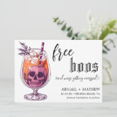 Grappige Drink Gratis Boos Foto Halloween Bruiloft Save The Date (Staand voorkant)