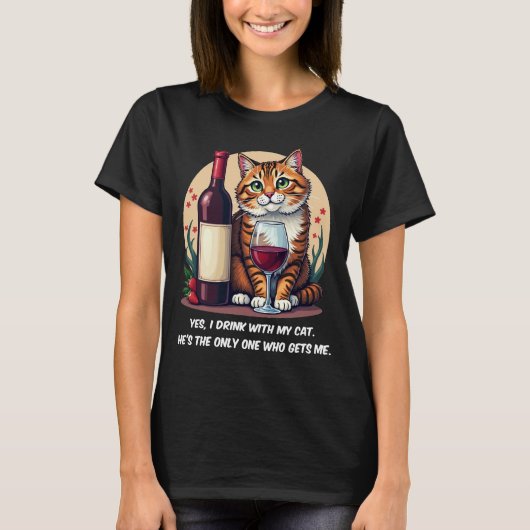 Grappige Drink met My Cat Wine Lover T-shirt (Voorkant)