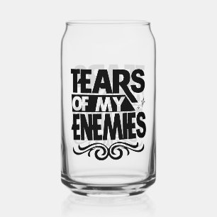 Grappige drink vijandelijke tranen woord kunst blikvorm glas