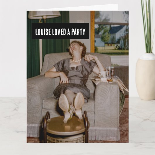 GRAPPIGE  DRINK VROUW GROET VERJAARDAG KAART (Voorkant)