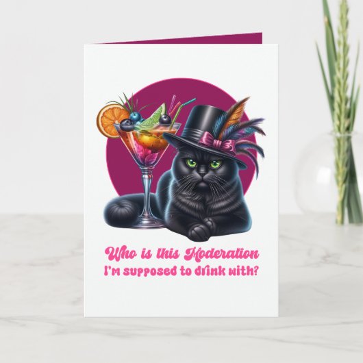 Grappige Drinken met Mate Zwarte Kat Kaart (Voorkant)