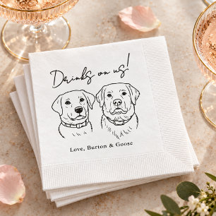 Grappige Drinken op Ons Twee Honden Trouwfeest Servet