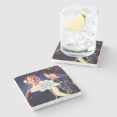 Grappige Drinkende Vriendin Zus Pret Stenen Onderzetter (Zijkant)