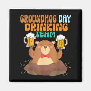 Grappige drinkteam op Groundhog Day Magneet