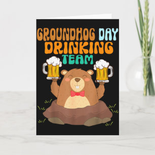 Grappige drinkteam voor Groundhog Day Kaart