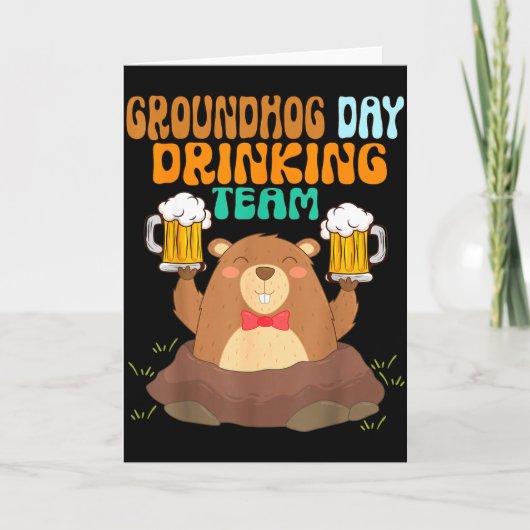 Grappige drinkteam voor Groundhog Day Kaart (Voorkant)
