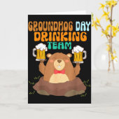 Grappige drinkteam voor Groundhog Day Kaart (Gele Bloem)