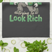 Grappige Drip Dog Geld Quote Theedoek (Gevouwen)
