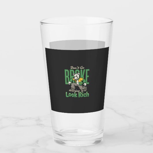 Grappige Drip Hond Geld Quote Glas (Voorkant)
