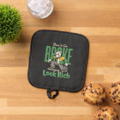 Grappige Drip Hond Geld Quote Pannenlap (Top down)