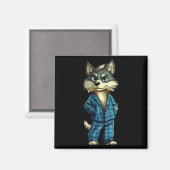 Grappige Dromerige Wolf In Pyjama Outfit Voor Slap Magneet (Voorkant / Achterkant)