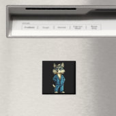 Grappige Dromerige Wolf In Pyjama Outfit Voor Slap Magneet (Insitu (Vaatwasser))