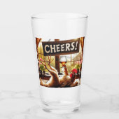 Grappige Dronken Haan Bierglas Glas (Voorkant)