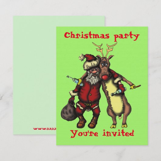 Grappige dronken kerstman en rudolph kerstkaart kaart (Voorkant / Achterkant)