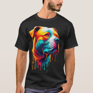 Grappige druipende verf kunst Amerikaanse Pit Bull T-shirt
