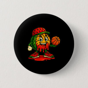 Grappige druipende watermeloen basketbal watermelo ronde button 5,7 cm