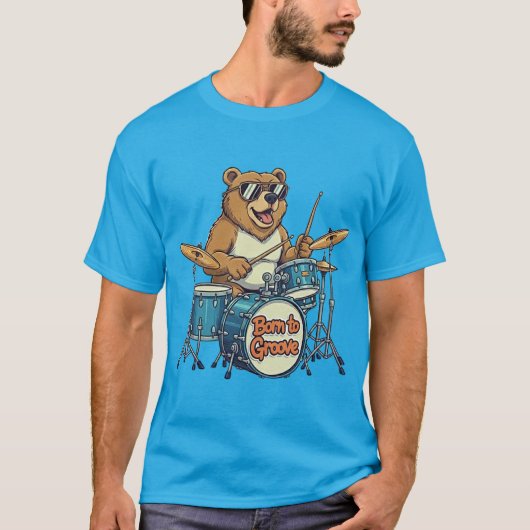 Grappige Drummer Beer Geboren Om Te Swingen T-shirt (Voorkant)