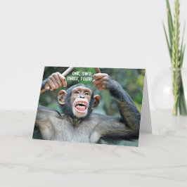 Grappige drummer Chimp Four Count Wenskaart Kaart