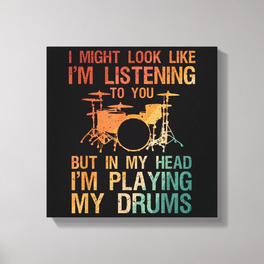 Grappige Drummer Kunst Voor Mannen Vrouwen Drumspe Canvas Afdruk (Voorkant)