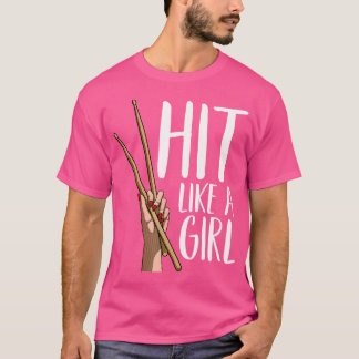 Grappige drummer kunst voor meisjes vrouwen drumme t-shirt