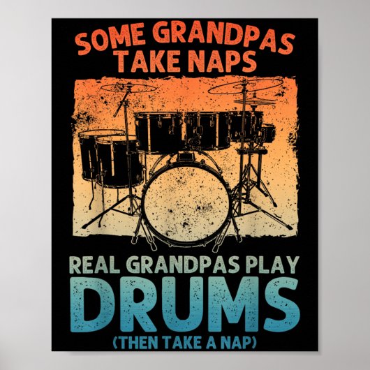 Grappige Drummer Kunst voor Opa Mannen Drumline Dr Poster (Voorkant)