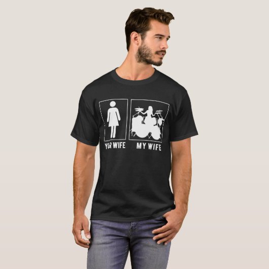 Grappige Drummer Mijn Vrouw Uw Vrouw Gift voor Man T-shirt (Voorkant volledig)
