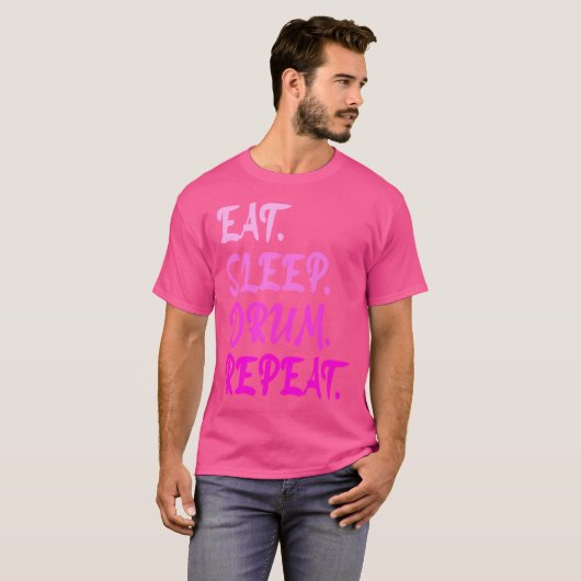 Grappige drummer percussionist Drumming Eat Slee D T-shirt (Voorkant volledig)