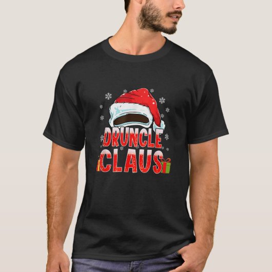Grappige Druncle Claus Beer Santa Hat Matching Fam T-shirt (Voorkant)