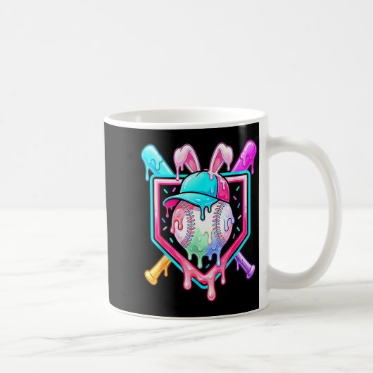 Grappige Druppelende Drip Konijn Bunny Honkbal Pas Koffiemok (Rechts)