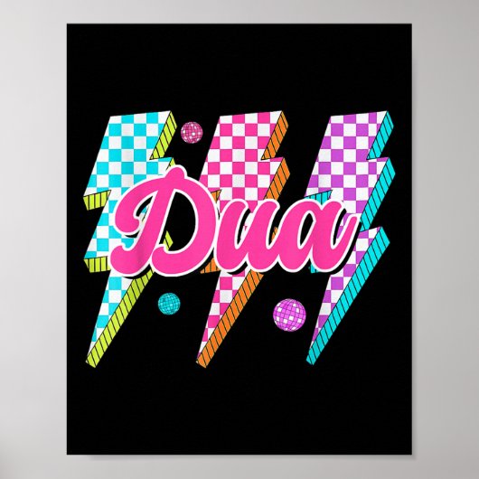 Grappige Dua Lightning Bolt Checkered I Love Dua 8 Poster (Voorkant)
