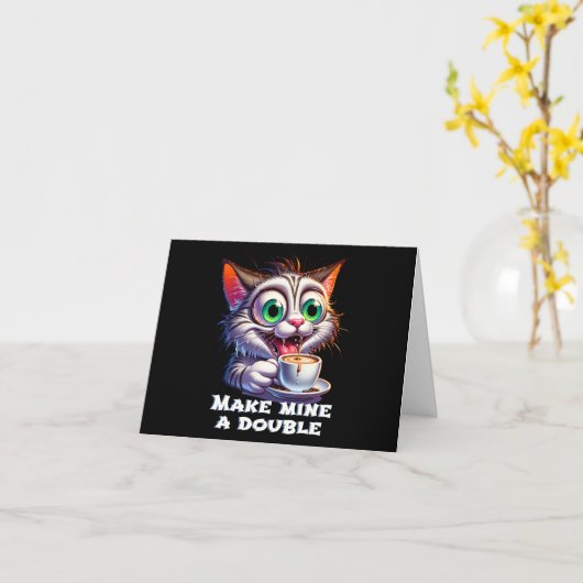 Grappige dubbele espresso kat kaart (Gele Bloem)