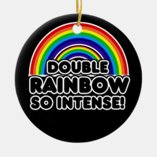 Grappige dubbele regenboog OMG Keramisch Ornament
