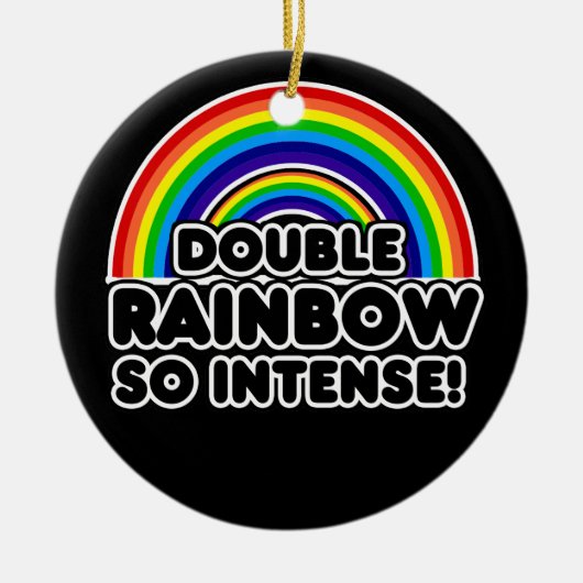 Grappige dubbele regenboog OMG Keramisch Ornament (Voorkant)