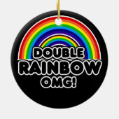 Grappige dubbele regenboog OMG Keramisch Ornament (Achterkant)