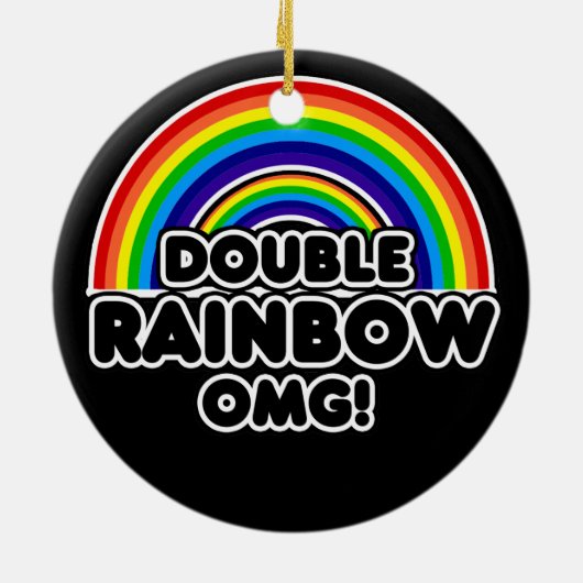 Grappige dubbele regenboog OMG Keramisch Ornament (Achterkant)