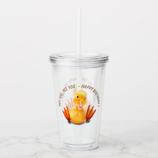 Grappige Duck Verjaardag Acryl Tumbler Drinkbeker (Voorkant)