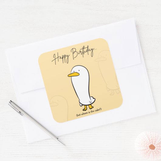 Grappige Duck Verjaardag Sticker – gepersonaliseer (Envelop)