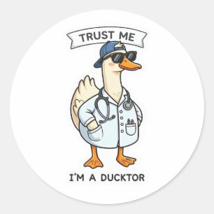 Grappige Ducktor Eend Medisch Ronde Sticker