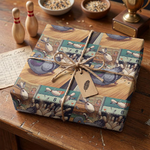 Grappige Duif Bowling Strike Cartoon Kunst Cadeaupapier