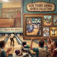 Grappige Duif Bowling Strike Cartoon Kunst