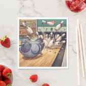 Grappige Duif Bowling Strike Cartoon Kunst Servet (Insitu)