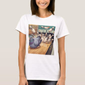 Grappige Duif Bowling Strike Cartoon Kunst T-shirt (Voorkant)