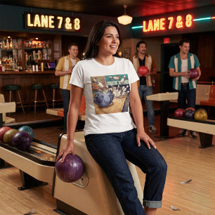 Grappige Duif Bowling Strike Cartoon Kunst T-shirt