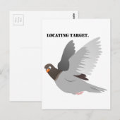 Grappige Duif Cartoon, "Locating Target" Vogel Hum Briefkaart (Voorkant / Achterkant)